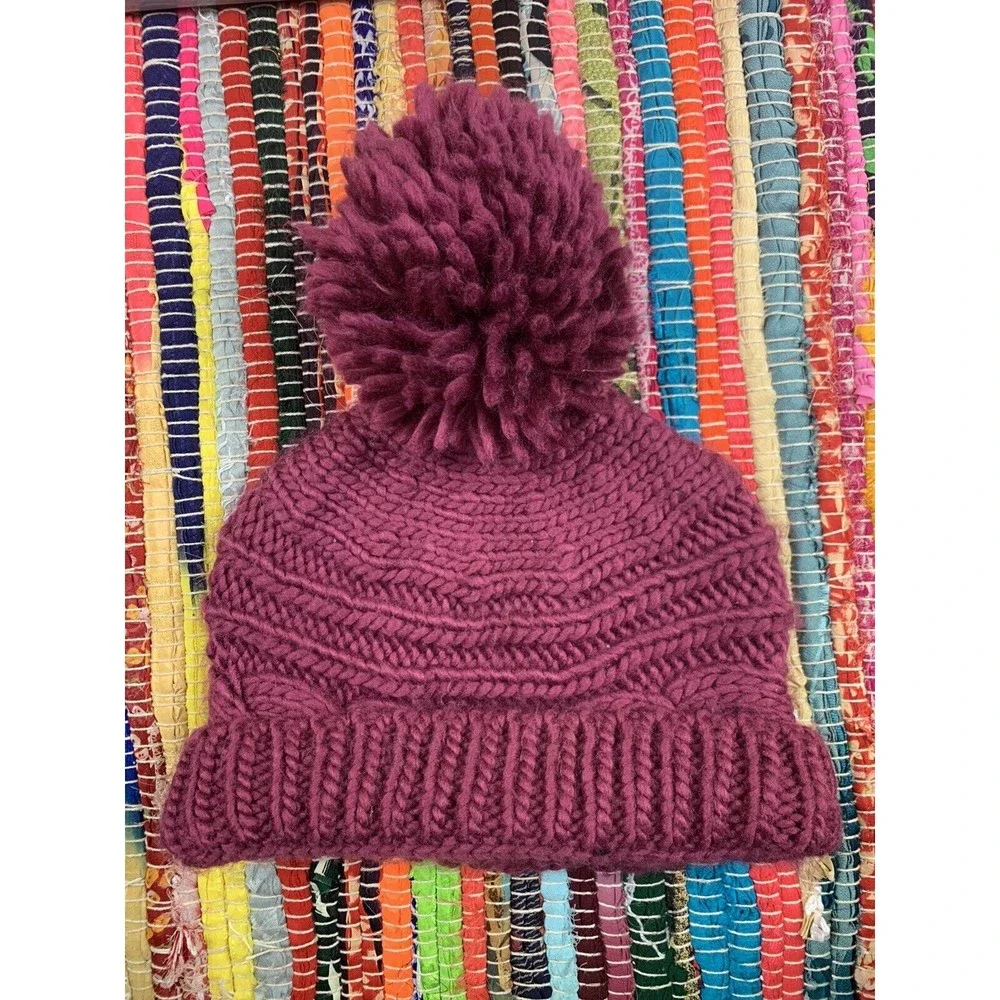 gMi Gold Medal Womens Pom Beanie Hat Cap Knit Nice Purple Pom Pom One Size